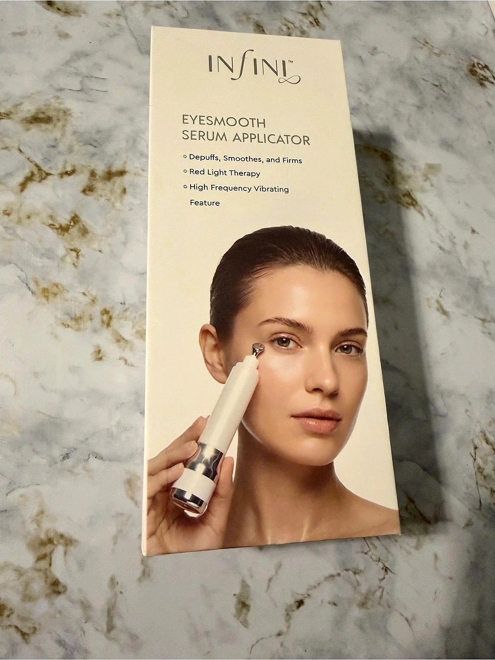 Infini Eyesmooth Serum Applicator Skincare Tool White & Silver NWT